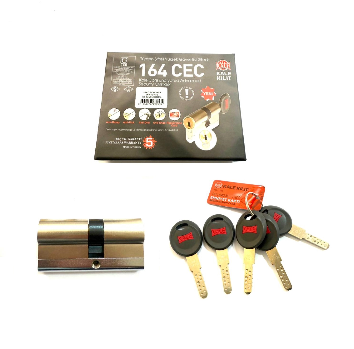 سیلندر قفل درب کالی KALE مدل 164CEC 1 سیلندر قفل درب کالی KALE مدل 164CEC